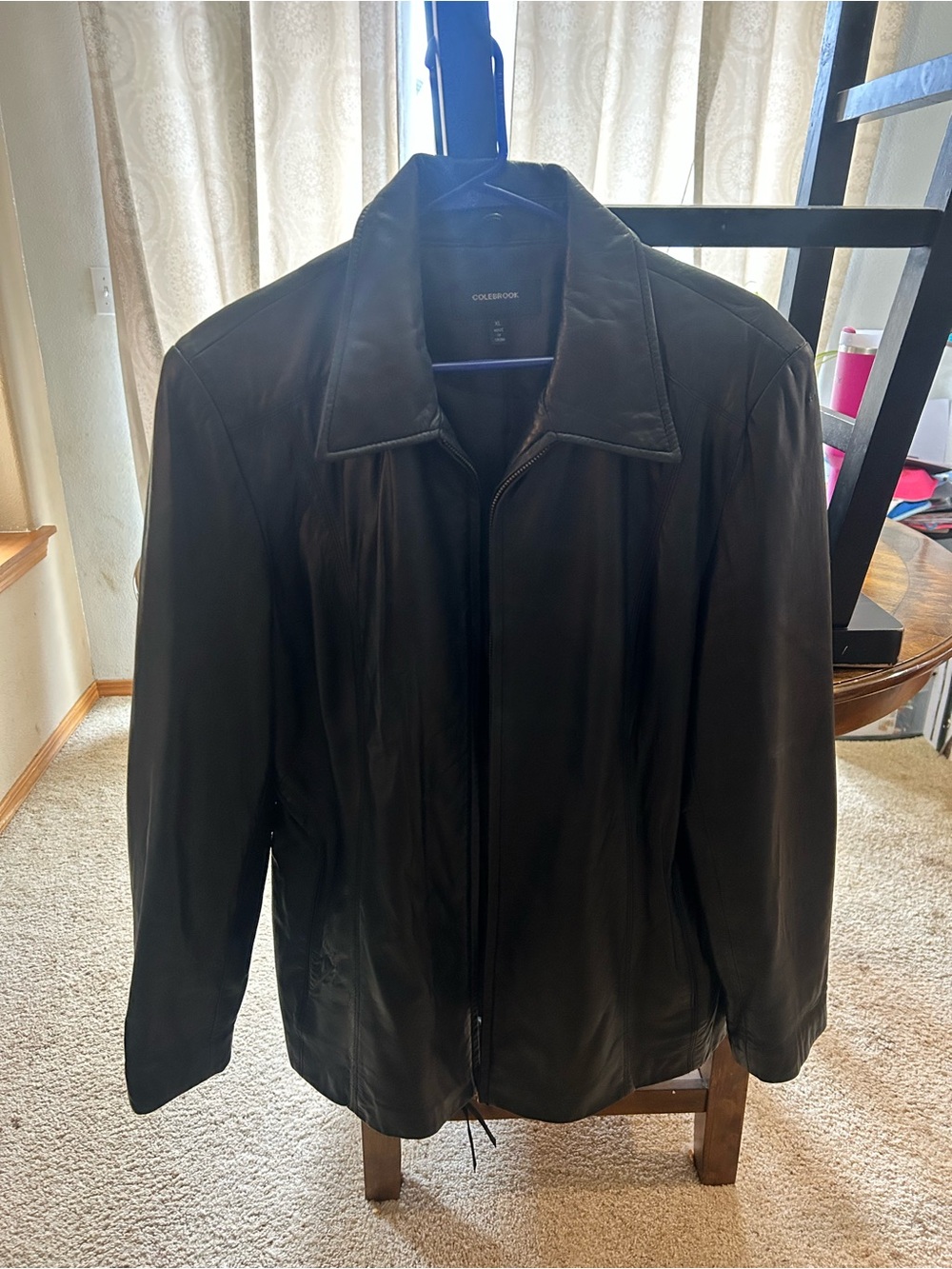 Colebrook Black Leather Zip Jacket